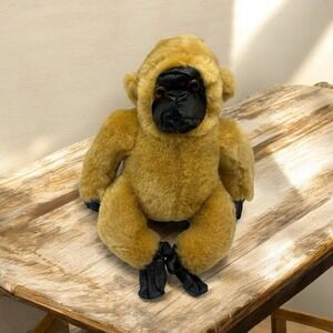 Play by Play Monkey Stuffed Animal Plush Vegan Leather Face Hands Feet Vintage